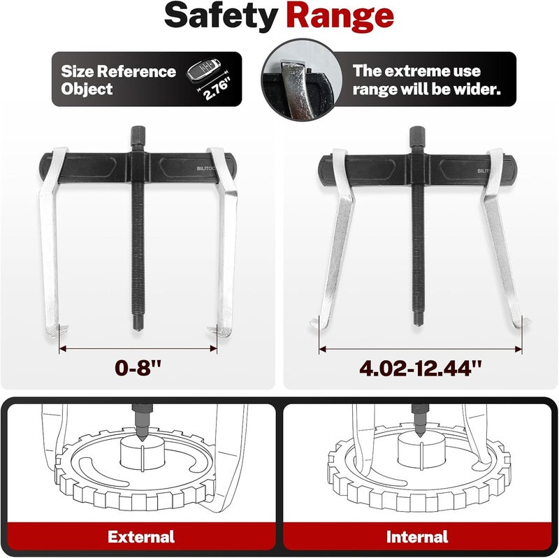 BILITOOLS 10" 2-Jaw Gear Puller, Internal External for Removal of Pulleys Flywheels Bearings & Gears - Image 2